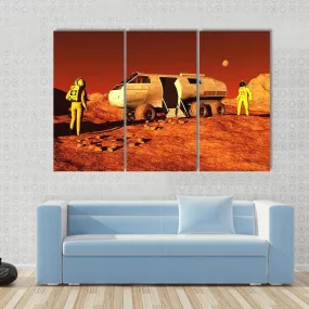 Astronauts & Mars Rover Canvas Wall Art