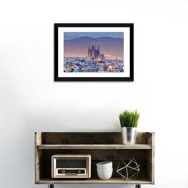 Barcelona At Night Canvas Wall Art