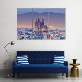 Barcelona At Night Canvas Wall Art