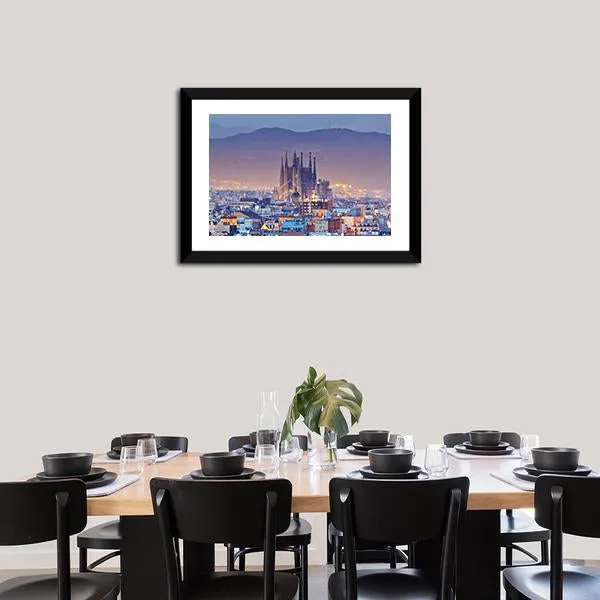 Barcelona At Night Canvas Wall Art