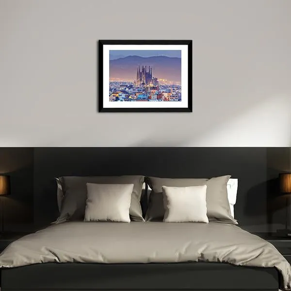 Barcelona At Night Canvas Wall Art