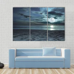 Beach At Twilight Time Canvas Wall Art