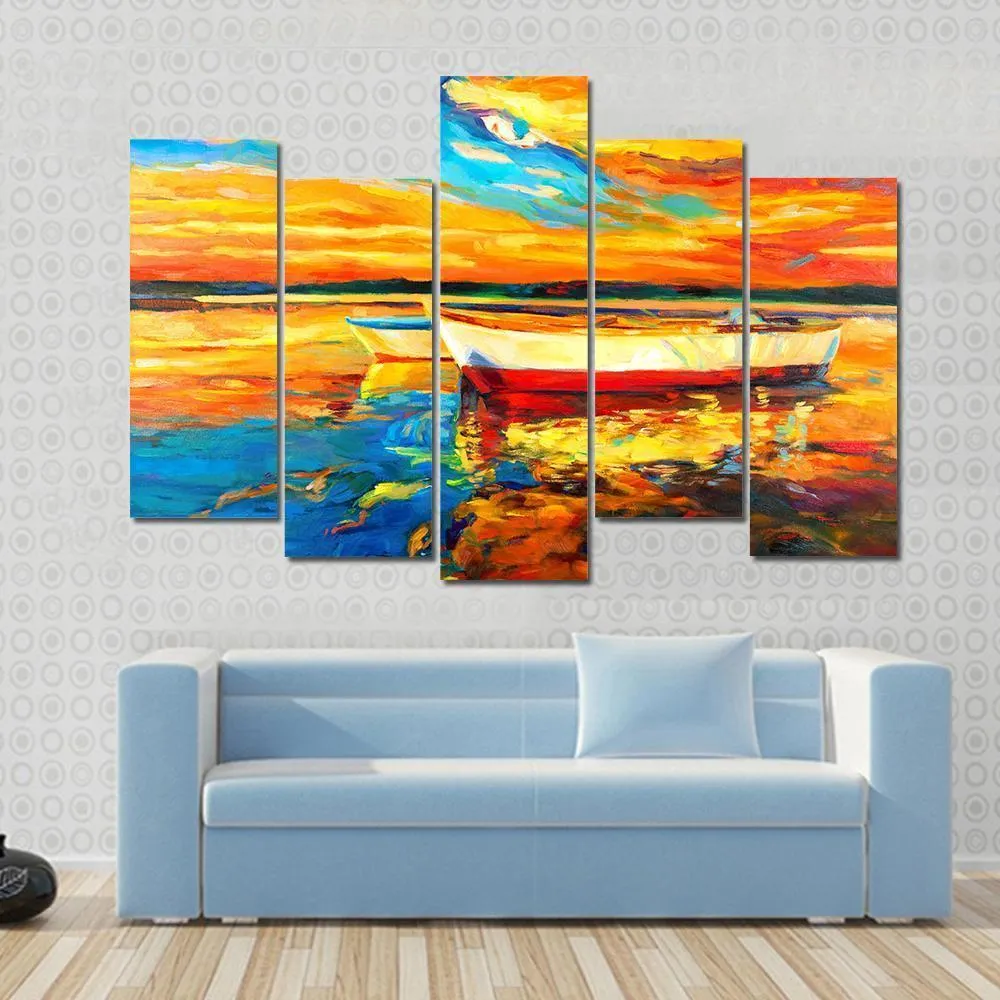 Boat & Sea Abstract Canvas Wall Art