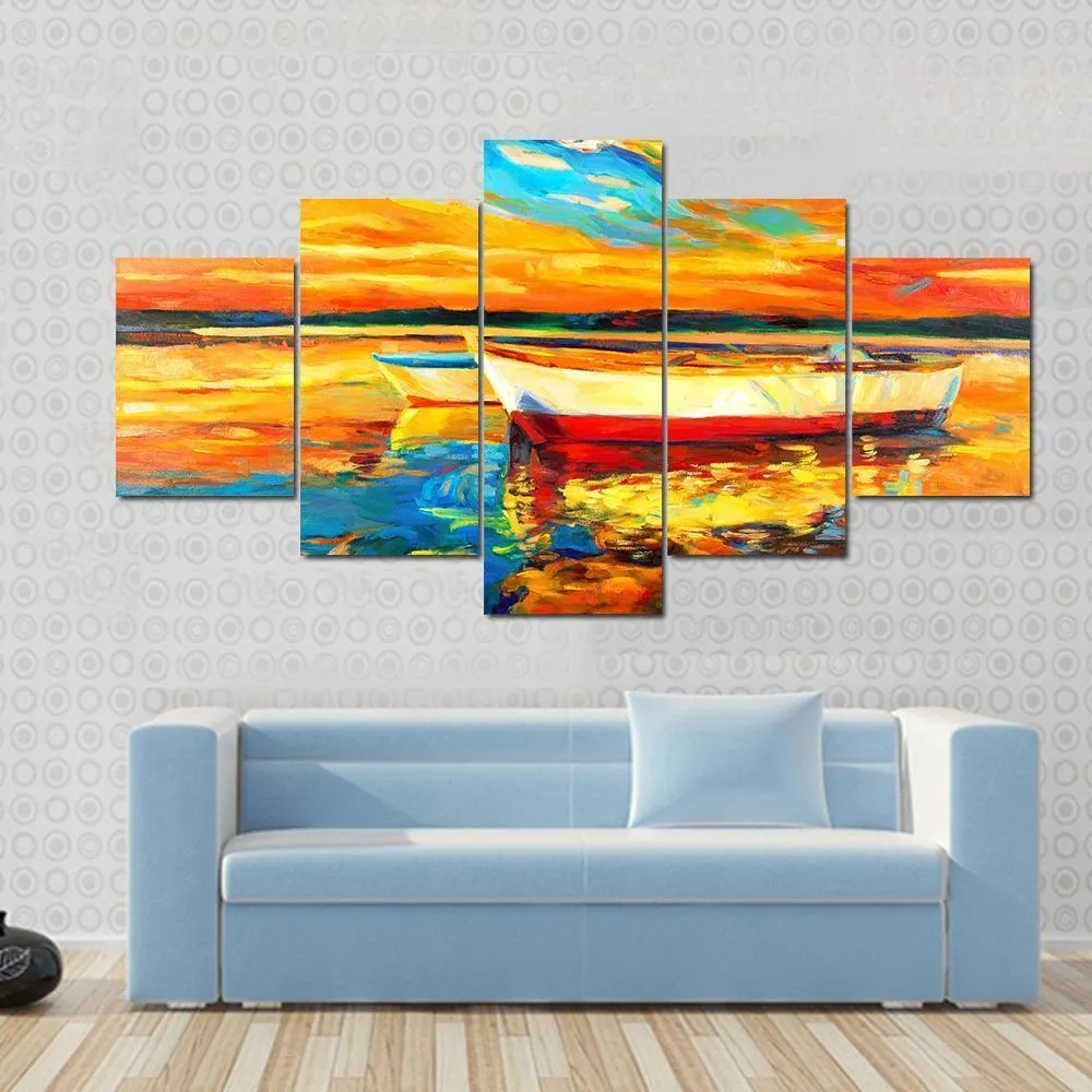 Boat & Sea Abstract Canvas Wall Art