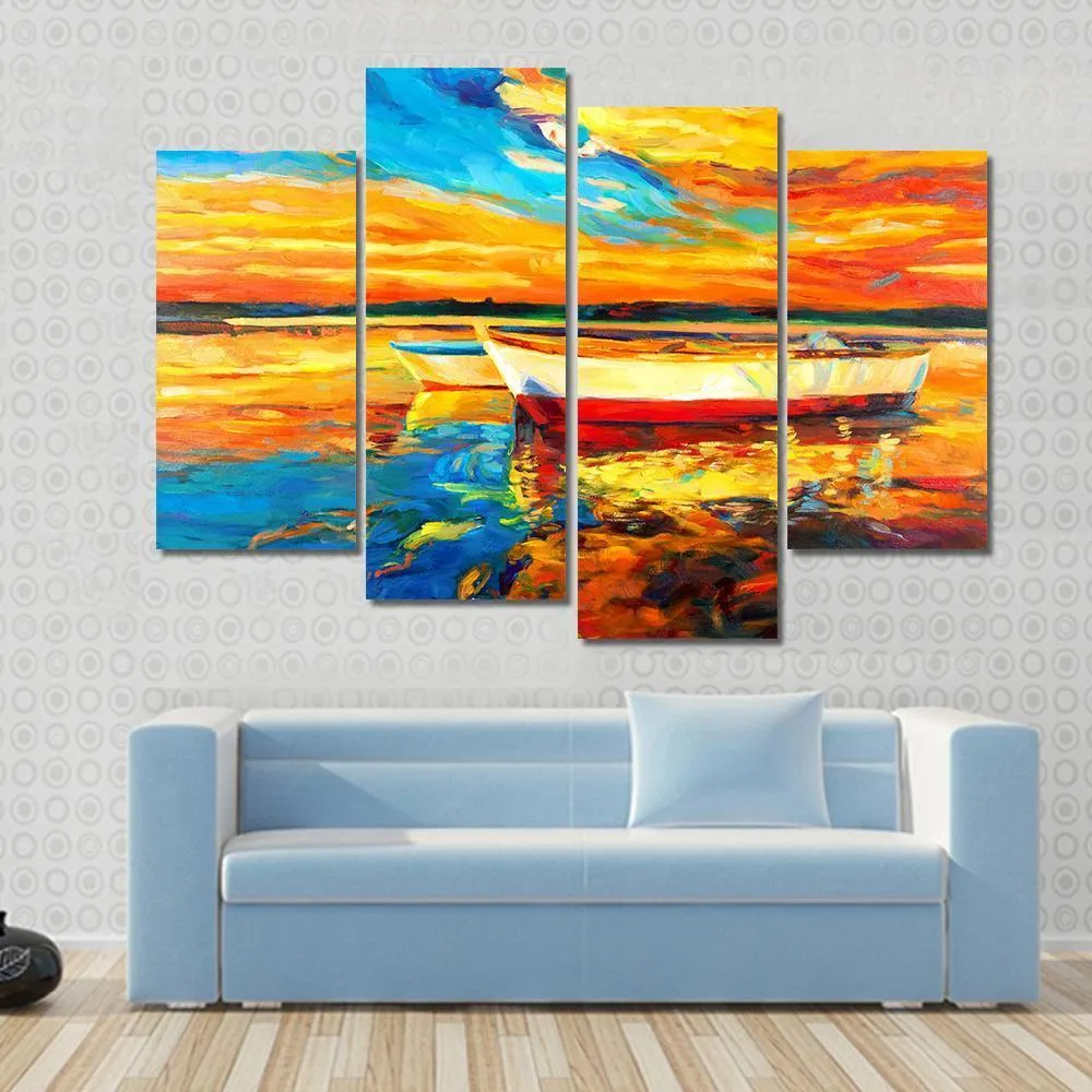 Boat & Sea Abstract Canvas Wall Art