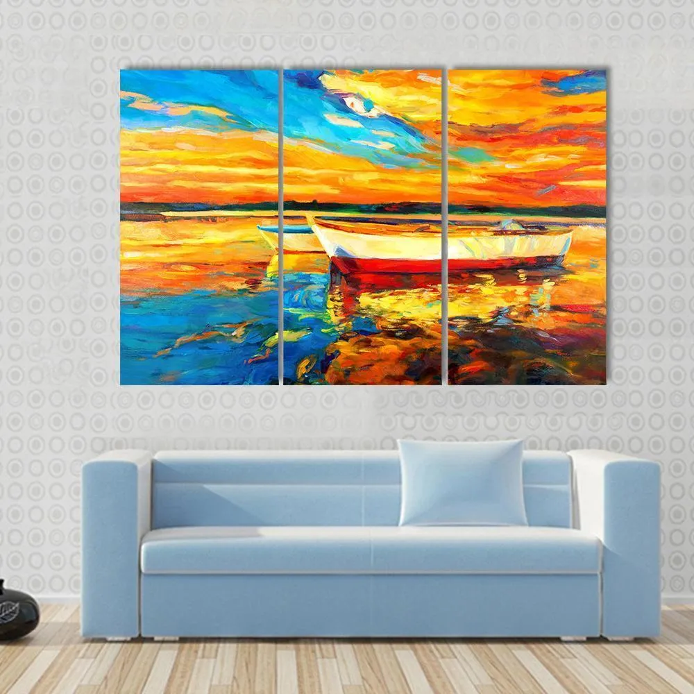 Boat & Sea Abstract Canvas Wall Art