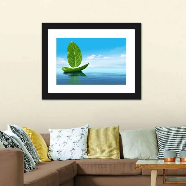 Boat Of Leaves Canvas Wall Art