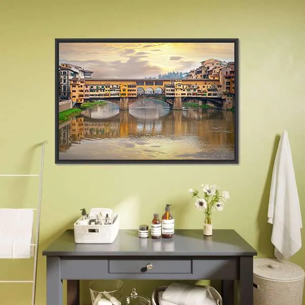 Bridge Over River Arno Canvas Wall Art