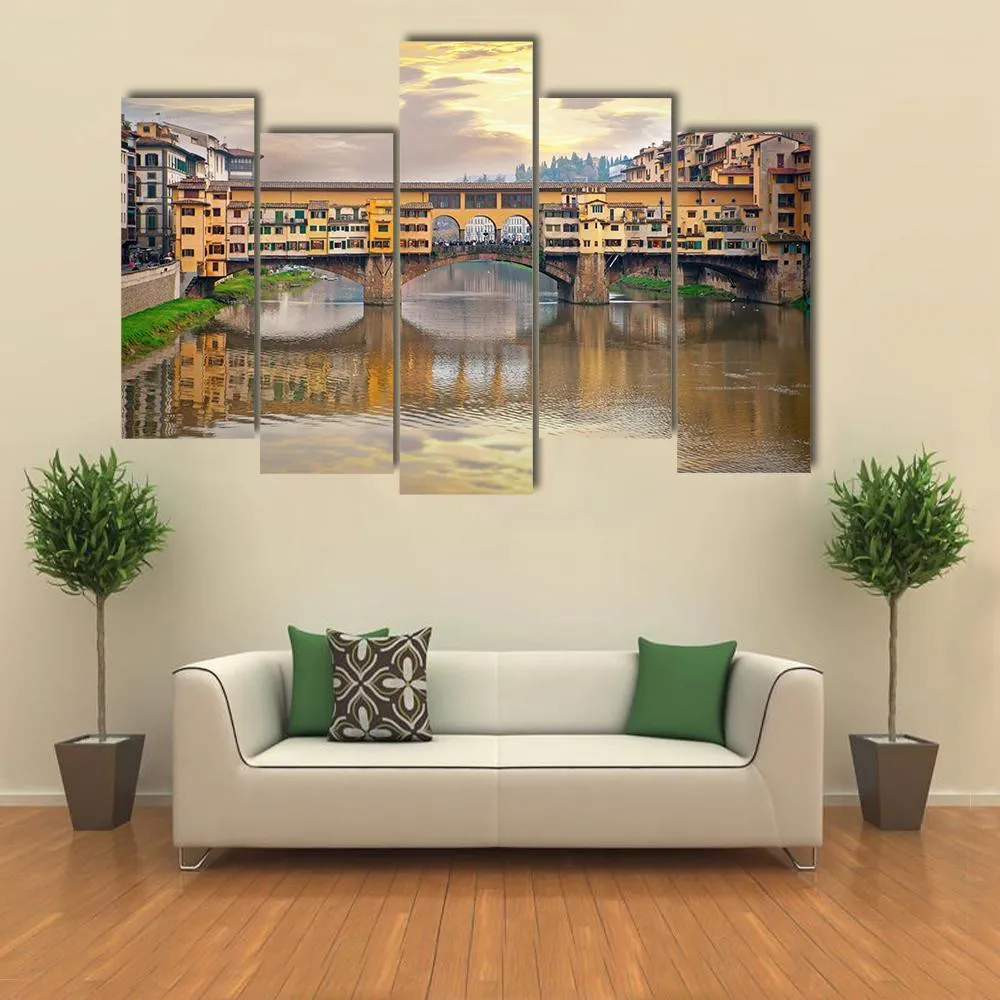 Bridge Over River Arno Canvas Wall Art