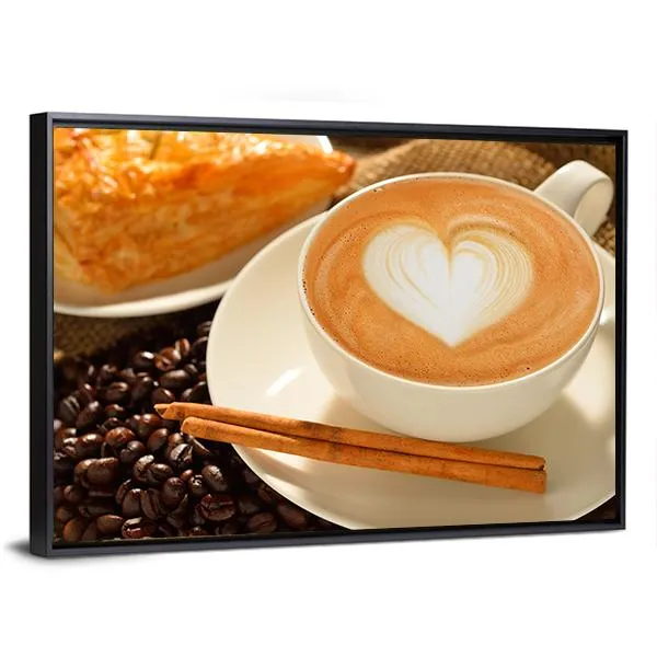 Cup Of Cafe Latte Canvas Wall Art