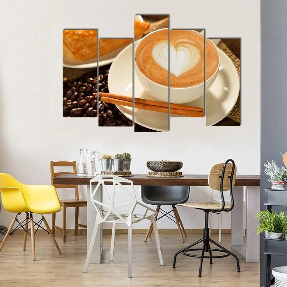 Cup Of Cafe Latte Canvas Wall Art