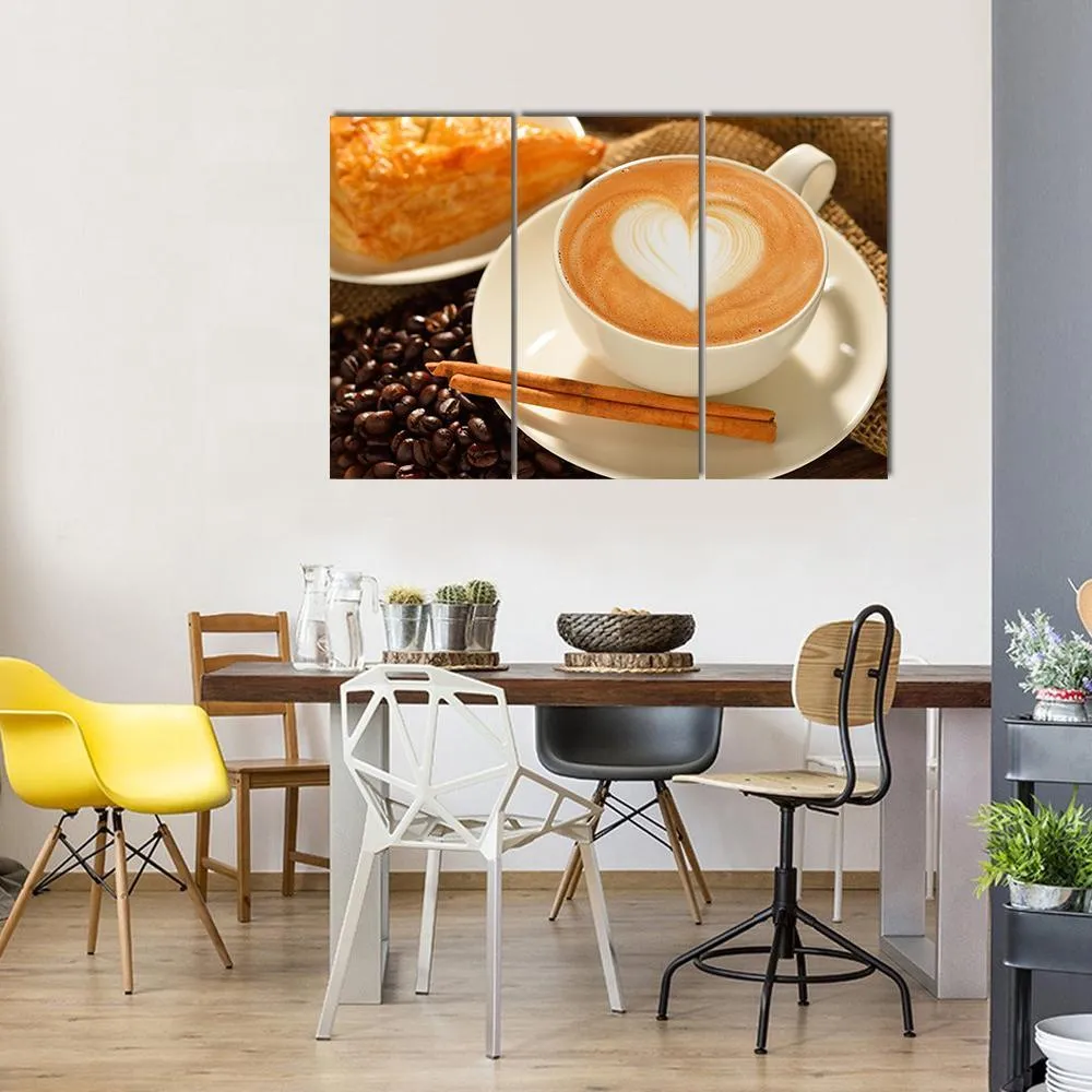 Cup Of Cafe Latte Canvas Wall Art