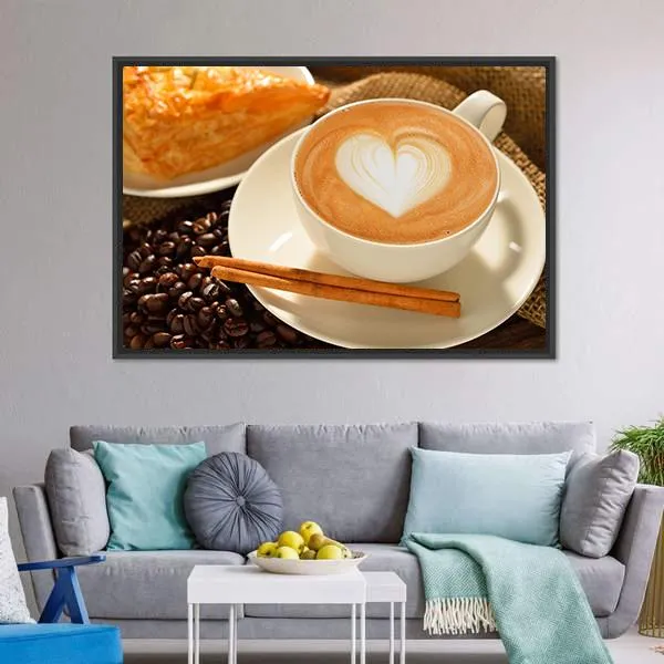 Cup Of Cafe Latte Canvas Wall Art