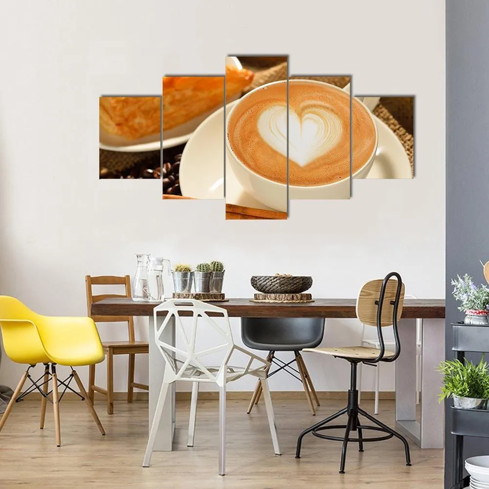 Cup Of Cafe Latte Canvas Wall Art