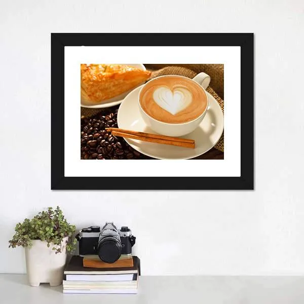 Cup Of Cafe Latte Canvas Wall Art