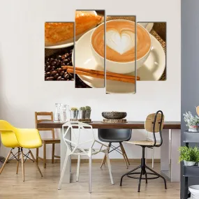 Cup Of Cafe Latte Canvas Wall Art