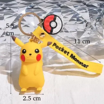 Cute 3D Pikachu Silicone Lanyard Keychain | Adorable Pokémon Accessory