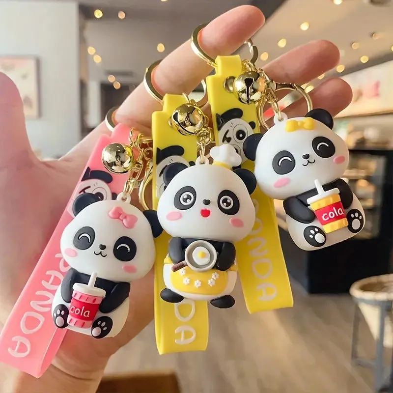 Cute Yellow Panda Girl | 3D Lanyard Keychain | Silicone