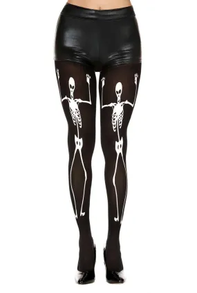 Dancing skeleton print pantyhose