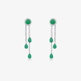 Dangling Green Pear shaped Accent Earrings