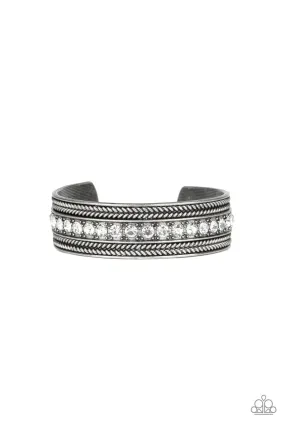 Empress Etiquette White and Silver Cuff Bracelet - Paparazzi Accessories