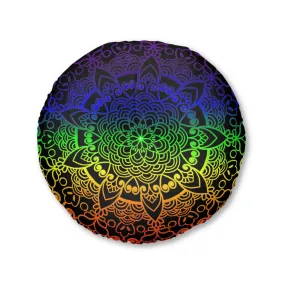 Handmade Mandala Art Floor Cushion - Rainbow Design Tufted Pillow