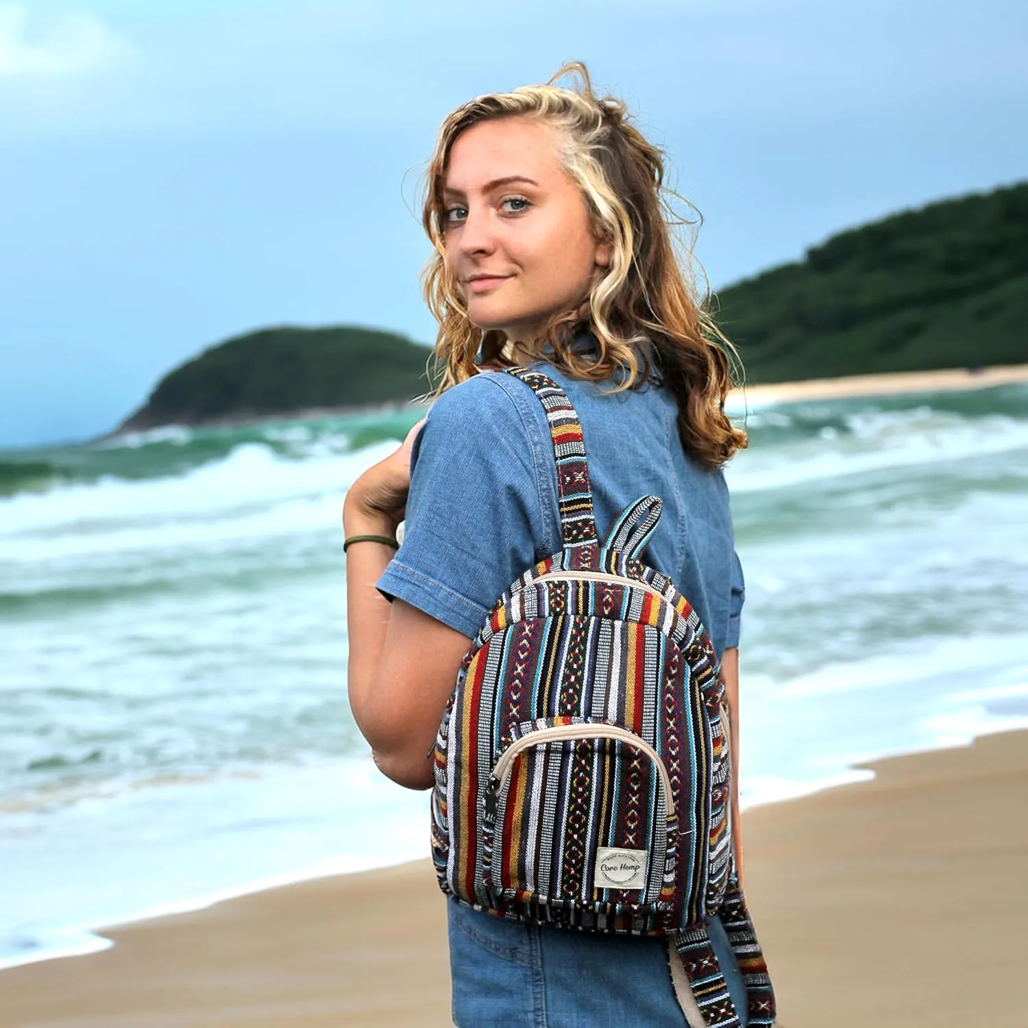 Hemp Mini Backpack Purse – Lightweight Boho Daypack for Women