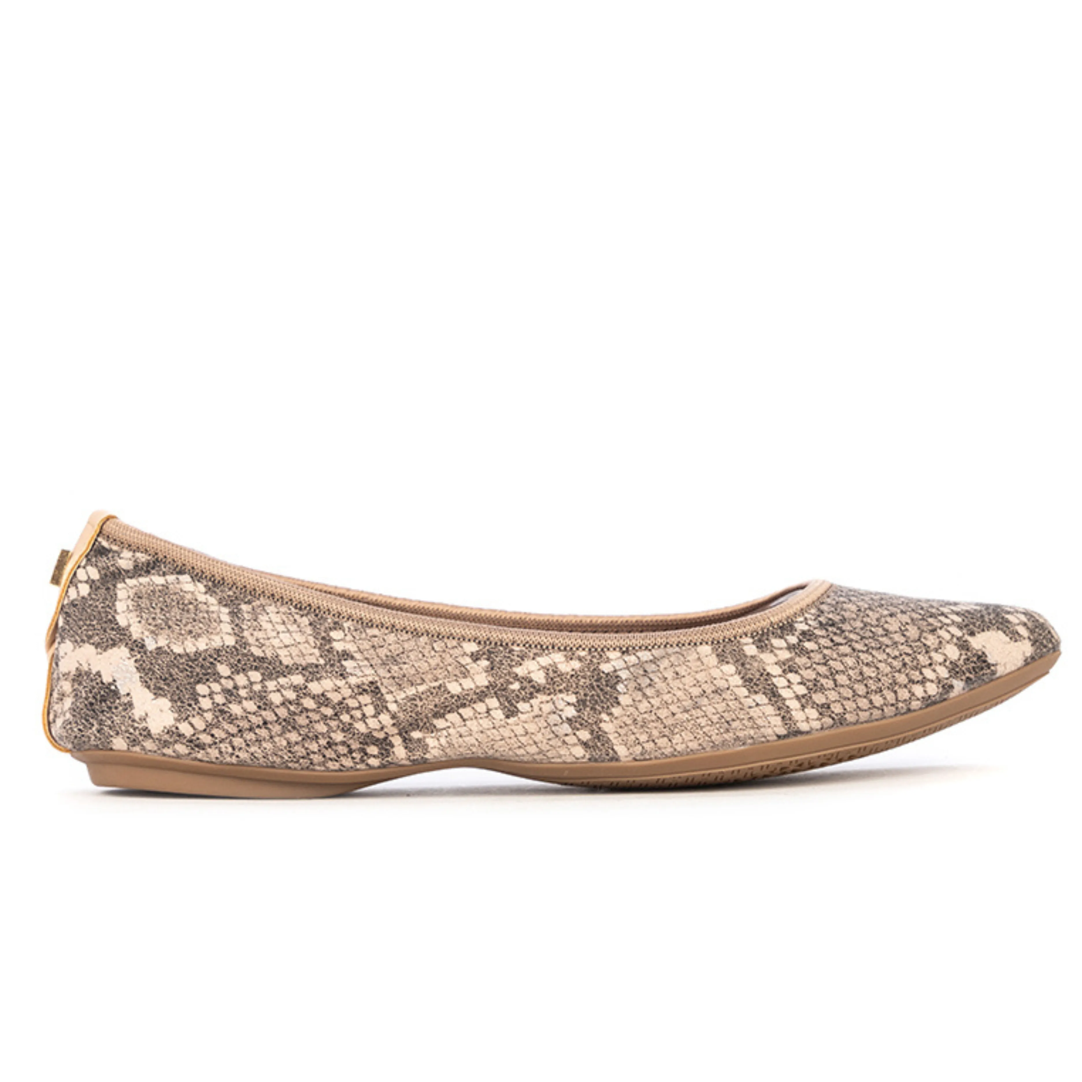 JANEY Ballet Flat Shoes - Tan Cobra