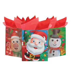 Mega Pack Xmas Gift Bags - Traditional Holiday Character Xmas Gift Bags - Bulk Pack Of 12