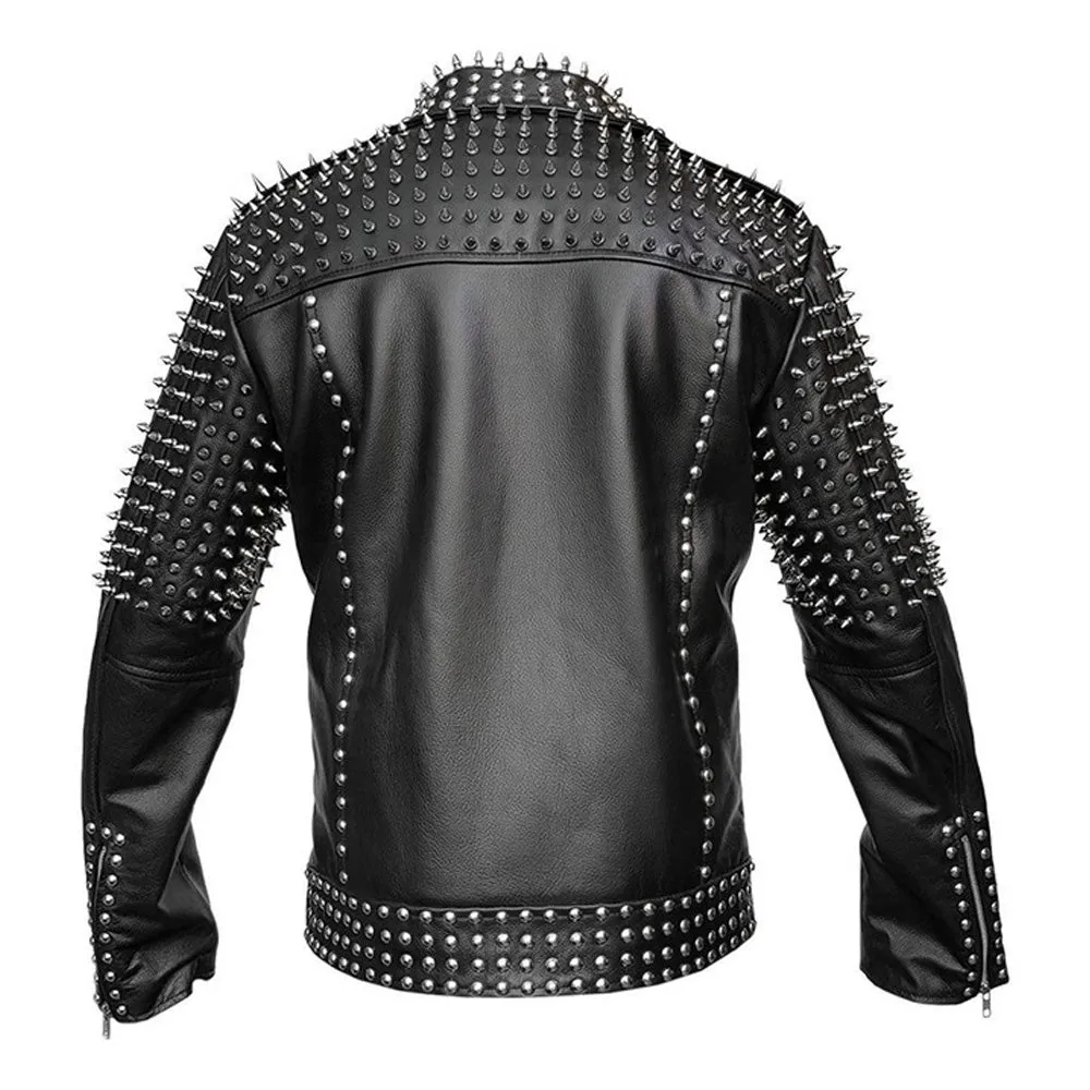 Men's Spike Studded Punk Leather Jacket