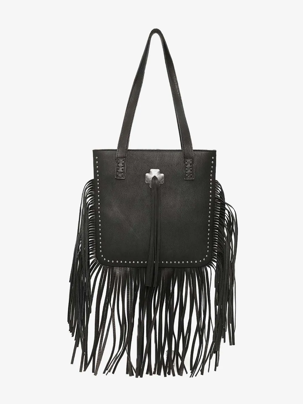 Montana West Concho Genuine Leather Fringe Tote Bag