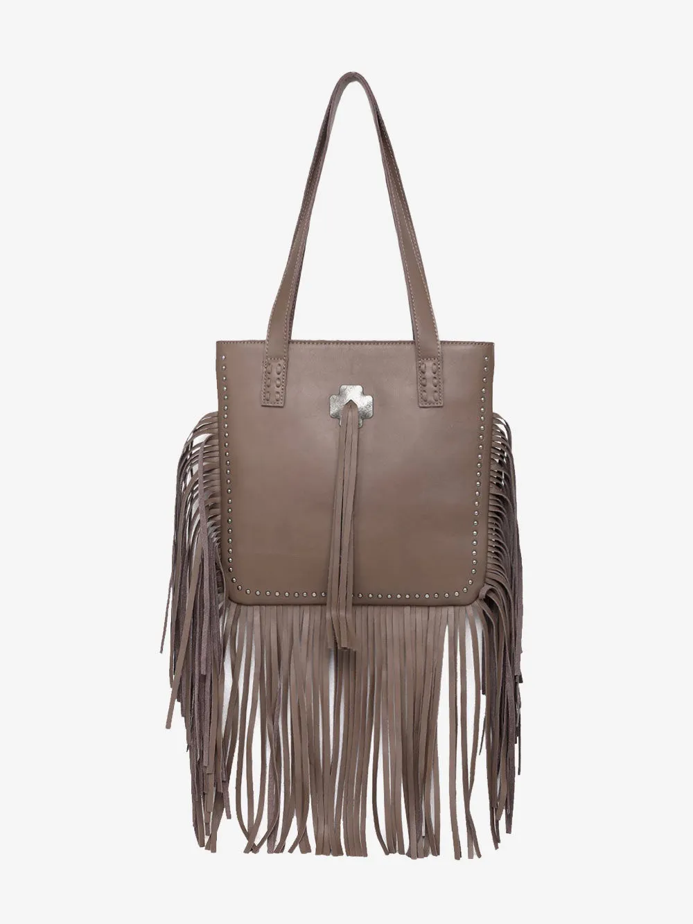 Montana West Concho Genuine Leather Fringe Tote Bag