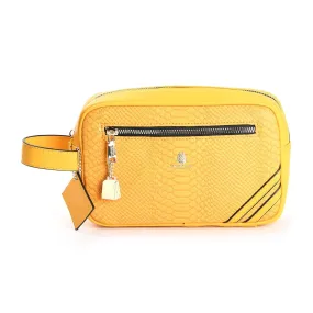 Mustard Apollo 1 Faux Snakeskin Toiletry Bag