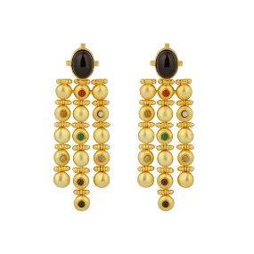 Power Drops Navratna Statement Earrings