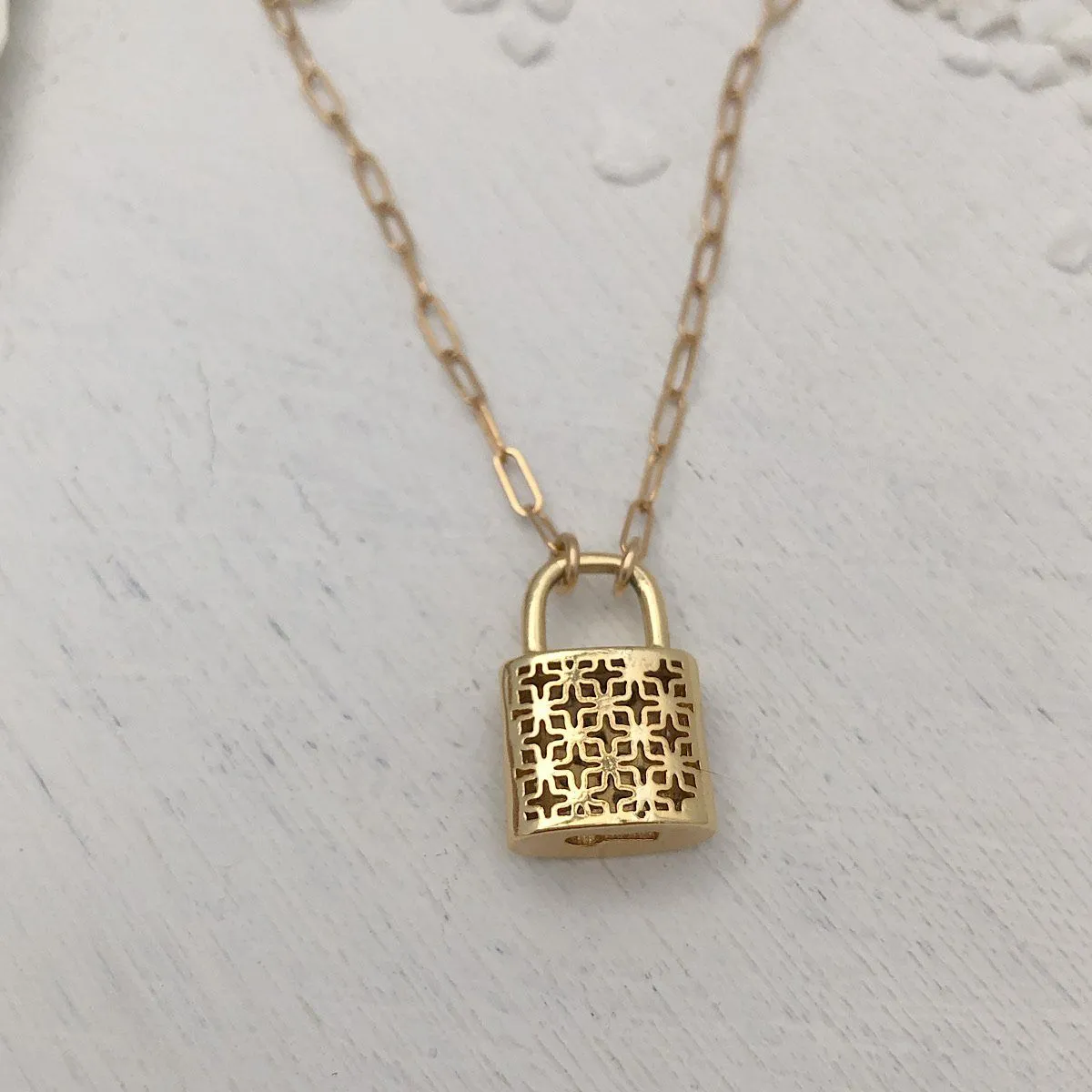 Radiant Lock Pave Necklace