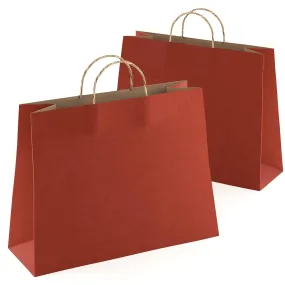 Red Shopping Bags 16x6x12 inch 25 Pack Red Kraft Paper Bags with Handles Bulk