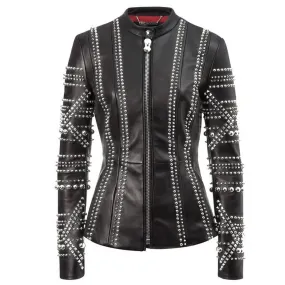 Studded Leather Black Fashion Jacket