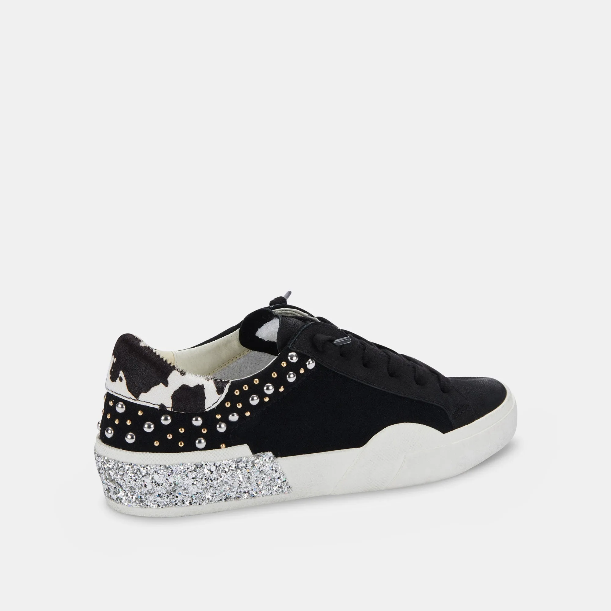 ZINA STUD SNEAKERS BLACK LEATHER - re:vita